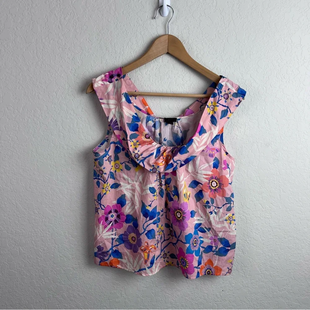 J. CREW Floral Scoop Neck Tank Top Liberty Art Pavilion XS